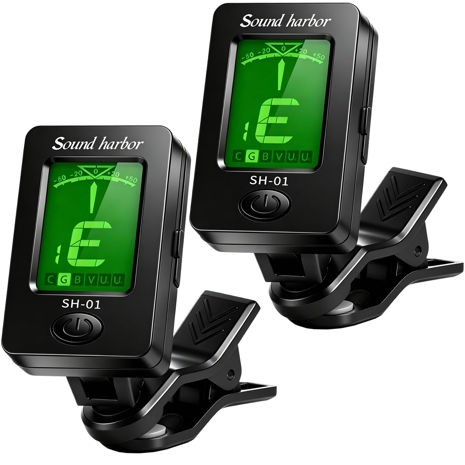 Guitar Tuner Clip On Ukulele Tuner 2 Pack for All Instruments Guitar Bass Ukulele Violin banjo Tuners