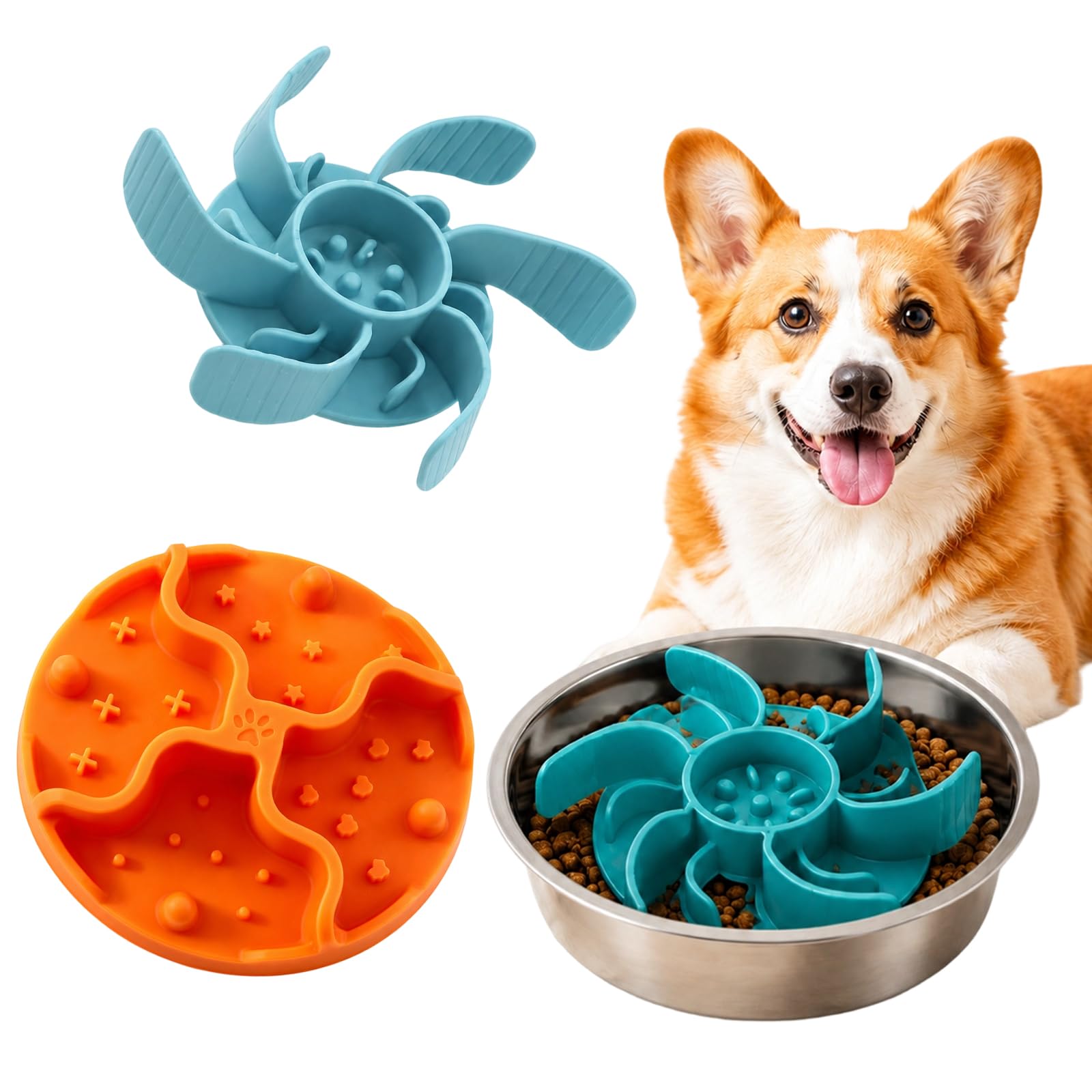 2 Pcs Slow Feeder Dog Bowl, Fast Eating Dogs, Promotes Healthy Digestion and Slower Eating Habits, Suitable for Multi-Pet Households