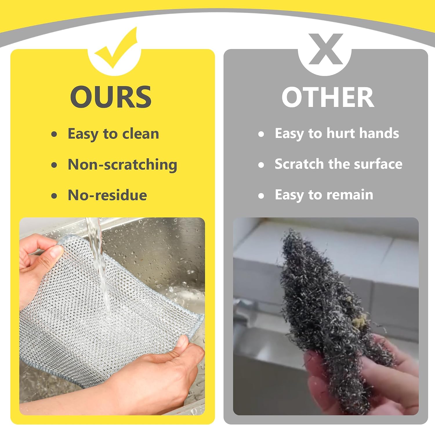 Double-Layer Multipurpose Wire Dishwashing Rag, Non Scratch Wire Dishcloth, Silver Wire Mesh Cleaning Cloths, Steel Wire Dishcloths, Kitchen Scrub Cloth(7.87 x 7.87inch - 10Pcs) image 4