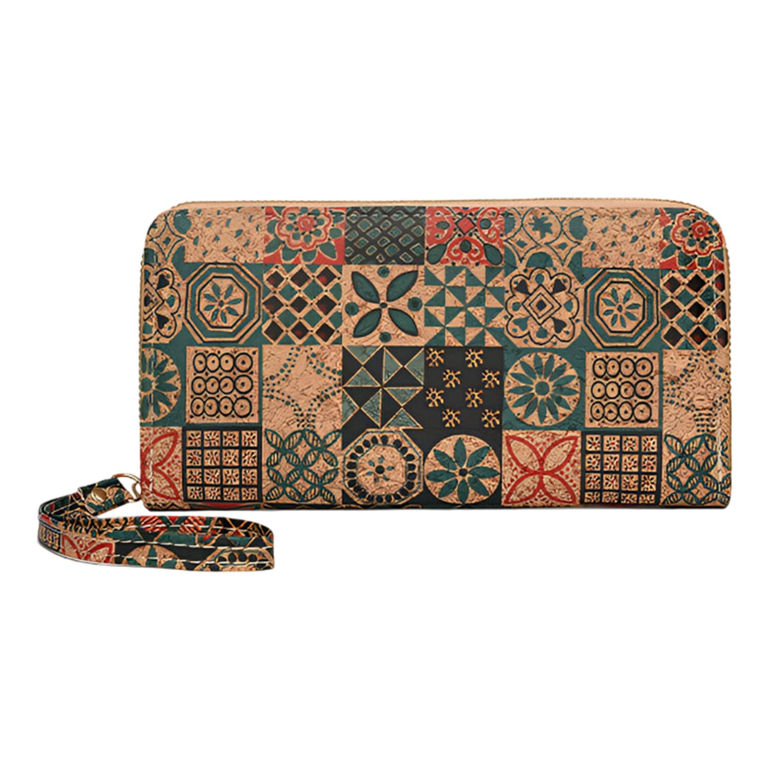 Women Floral Print Multicolor Wallet f– Zipper Clutch with Contrast Patchwork Design(Multicolor)-image-3