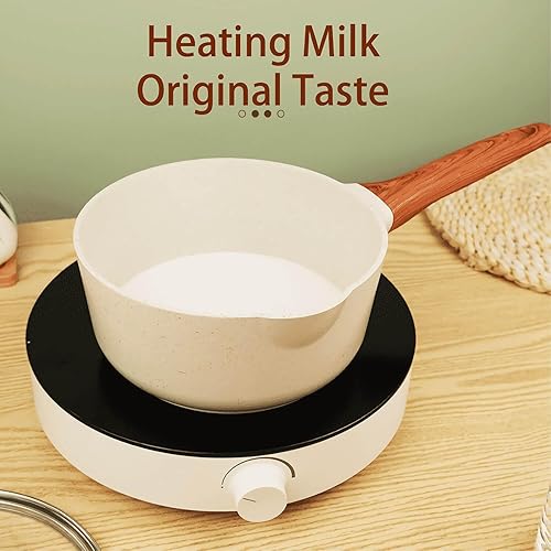 Miniatura 5 de Sartén antiadherente de 2 cuartos de galón con tapa, ollas pequeñas para cocinar con boquilla de vertido, pequeña olla de inducción con asa para