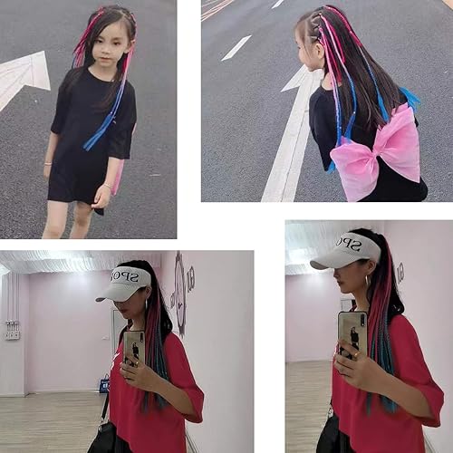 Miniatura 8 de Extensiones de cabello de cola de caballo arcoíris para niñas, accesorios para niños, pelucas coloridas, trenzas de arco iris, extensiones de