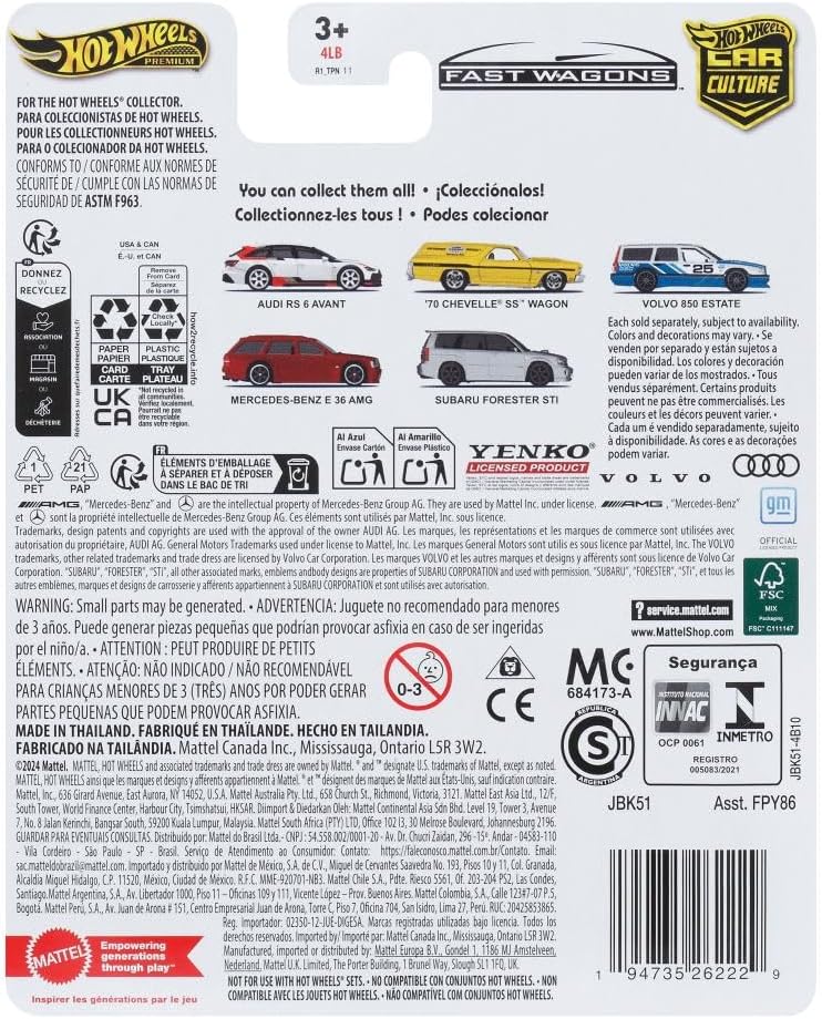 Hot Wheels Premium Car Culture Fast Wagons 1:64 Scale Die-Cast Audi RS 6 Avant Collectible Vehicle with Real Riders Tires & Metal/Metal Body & Chassis