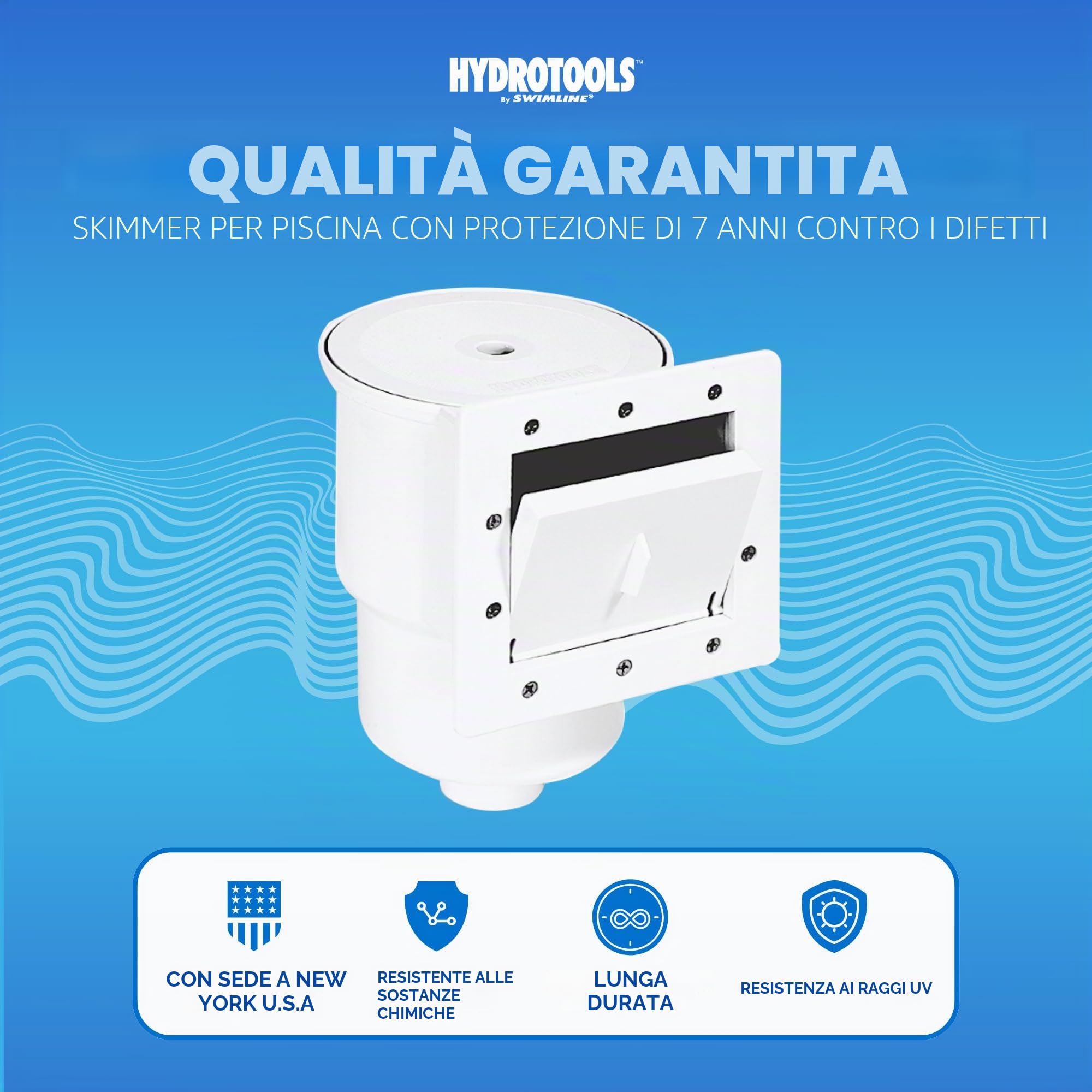 Swimline Hydrotools - Skimmer Standard in ABS, Bianco, Include Raccordo di Ritorno e Piastra di aspirazione, Accessori per la Manutenzione per Piscine Fuori Terra e con pedana