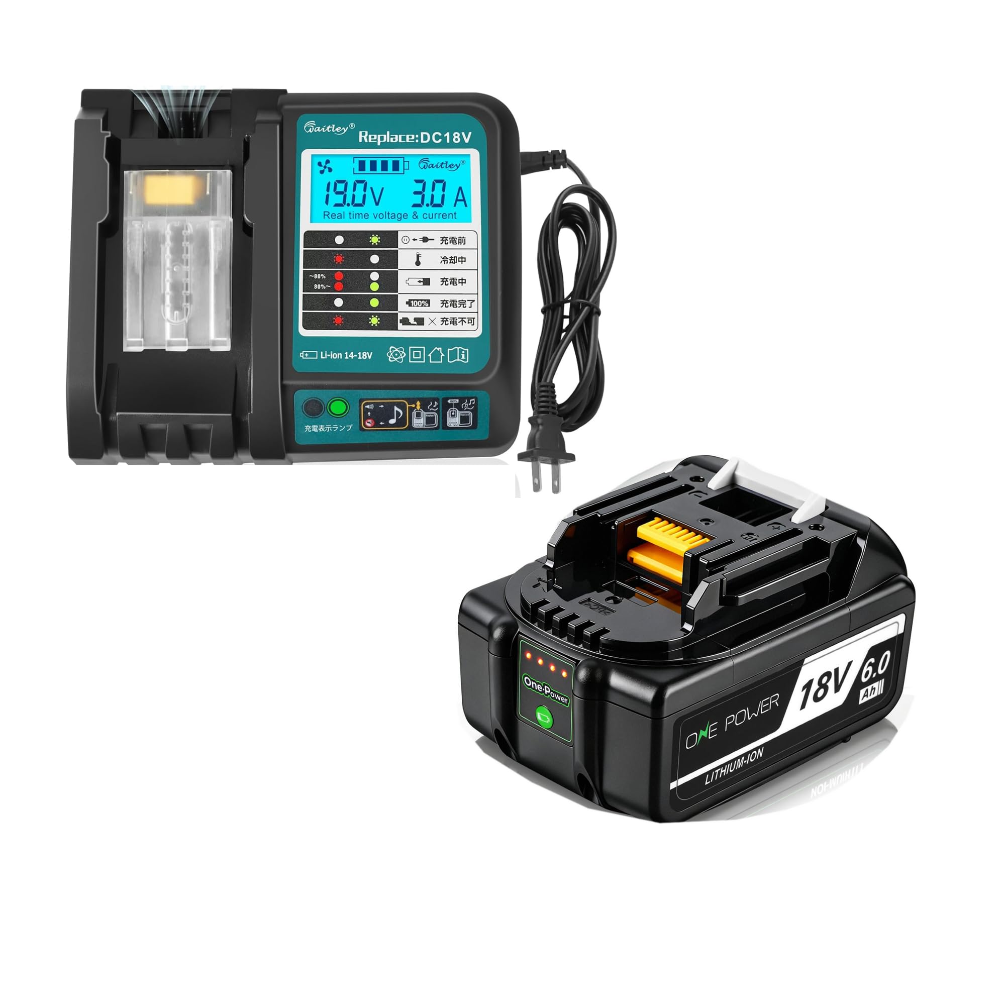 Amazon.co.jp: マキタ 18V バッテリー 充電器セット 6.0Ah BL1860B