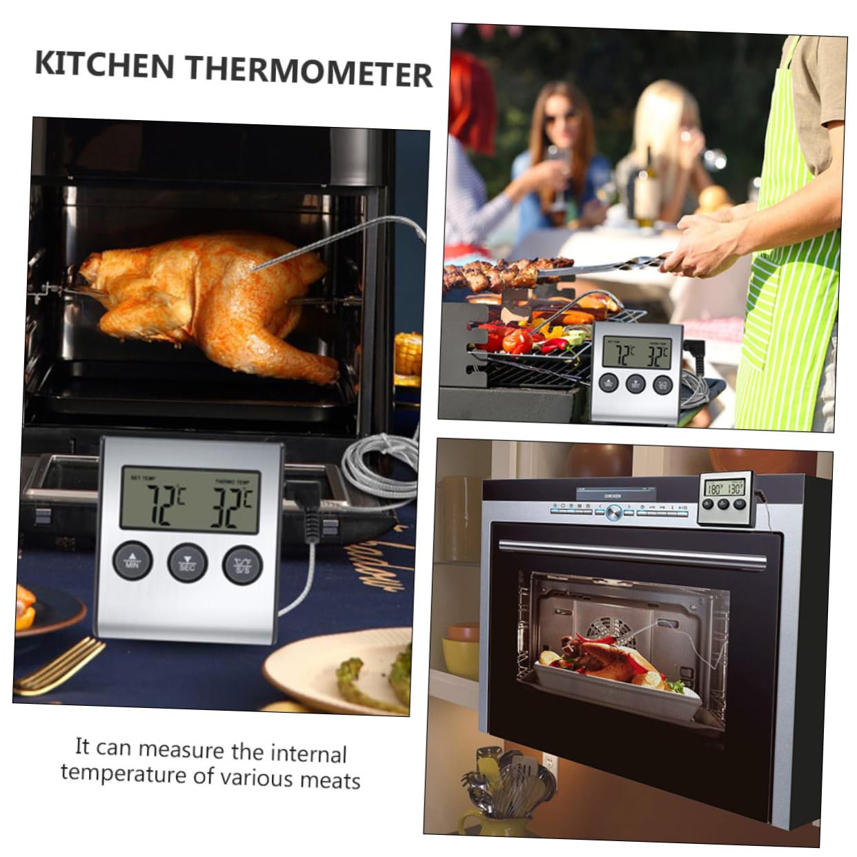 Amosfun 2 Set termometro a griglia strumento da cucina sensore di temperatura termometro cucina termometri per cucina termometro per barbecue per carne termometro per cucina addominali