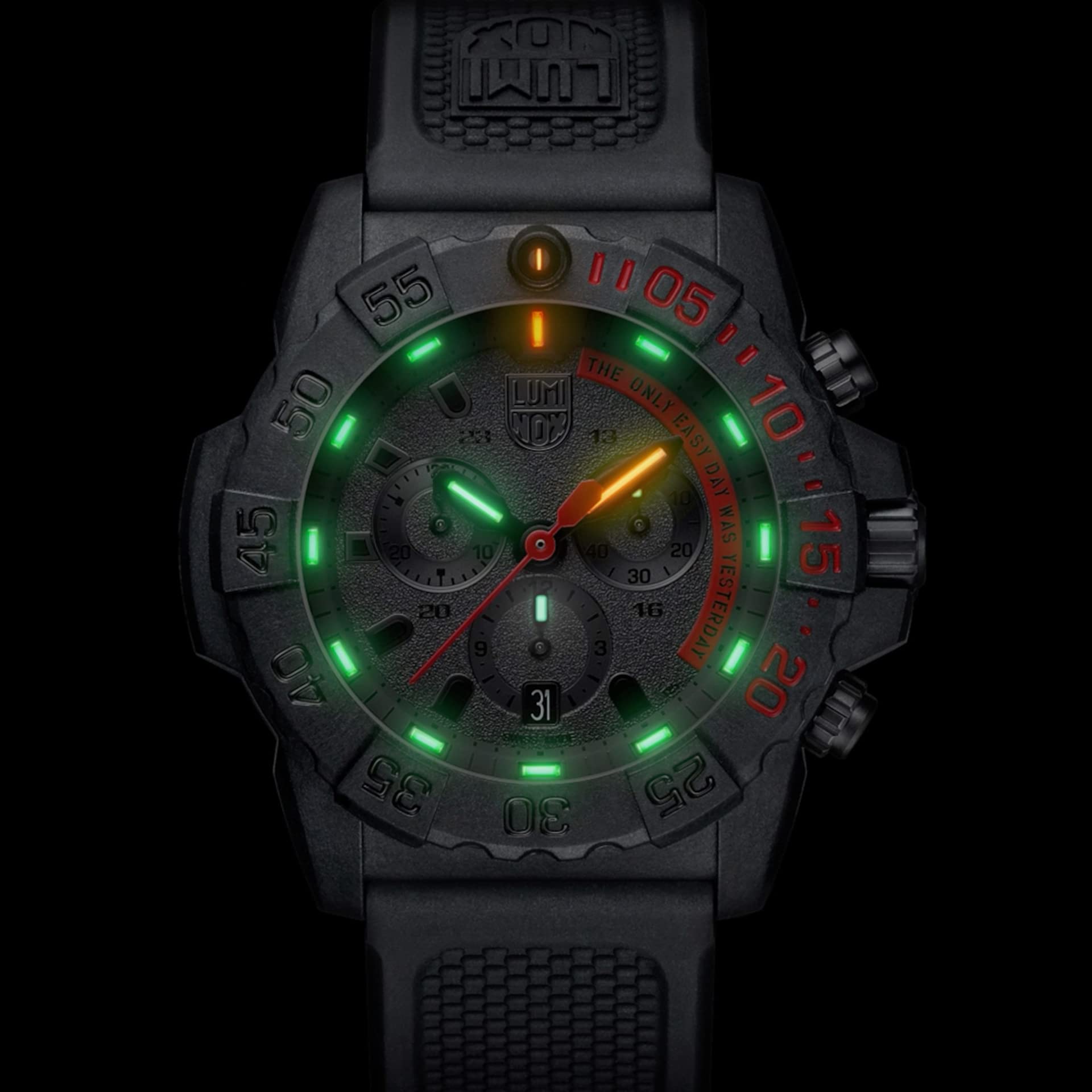 Luminox - Navy SEAL XS.3581.EY - Herrenuhr 45mm - Taucheruhr in Schwarz mit Datumsanzeige Chronograph - 200m Wasserdicht - Herren Uhr - Hergestellt in der Schweiz