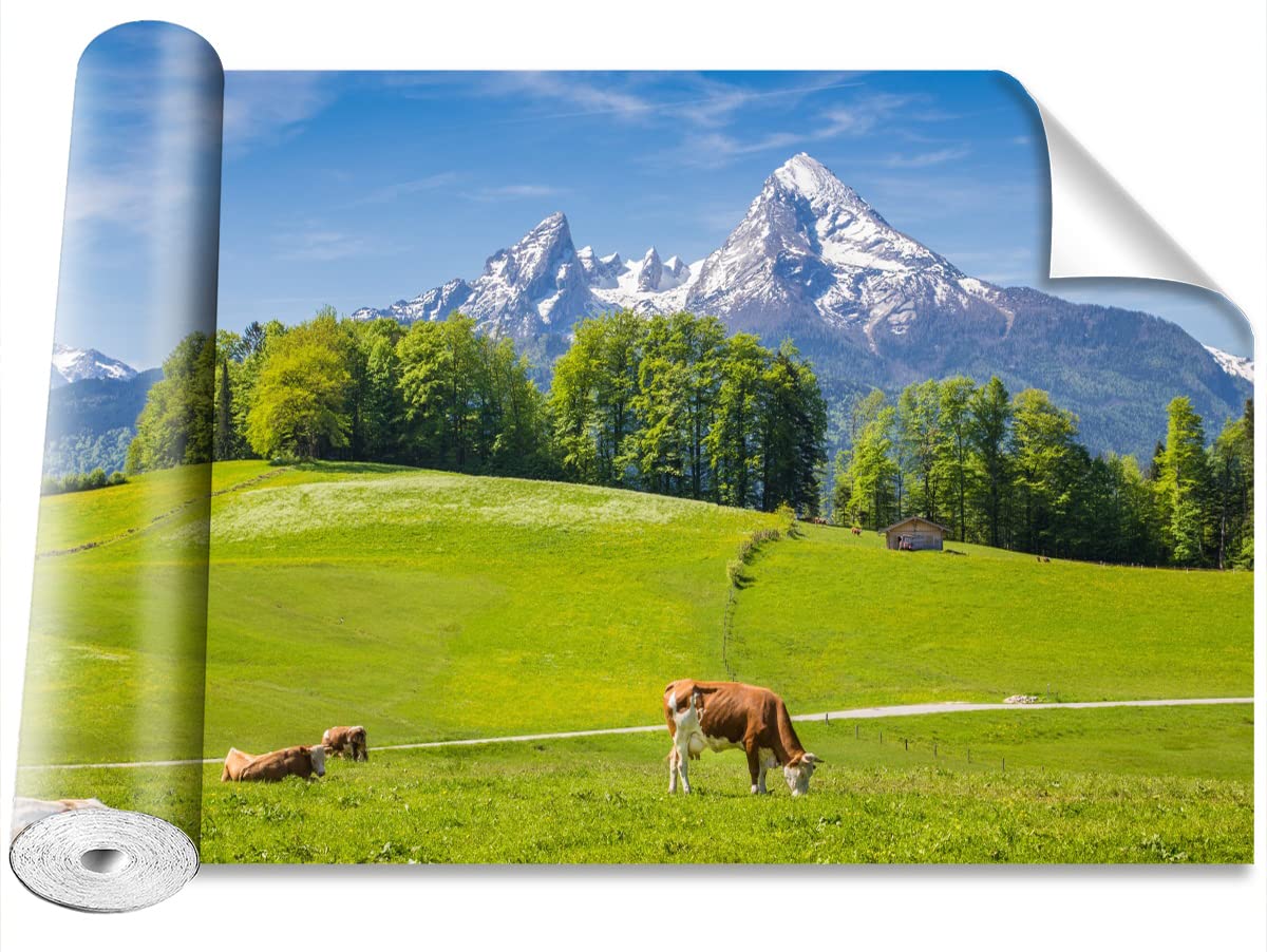 Stickers muraux camouflage vache alpes decoration murale moderne maison 104x70