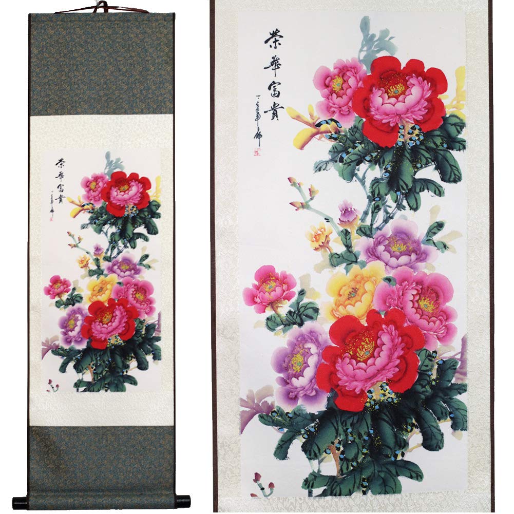 Asian Silk Scroll & Picture Scroll & Wall Scroll Calligraphy Hanging Artwork for Room Decoration