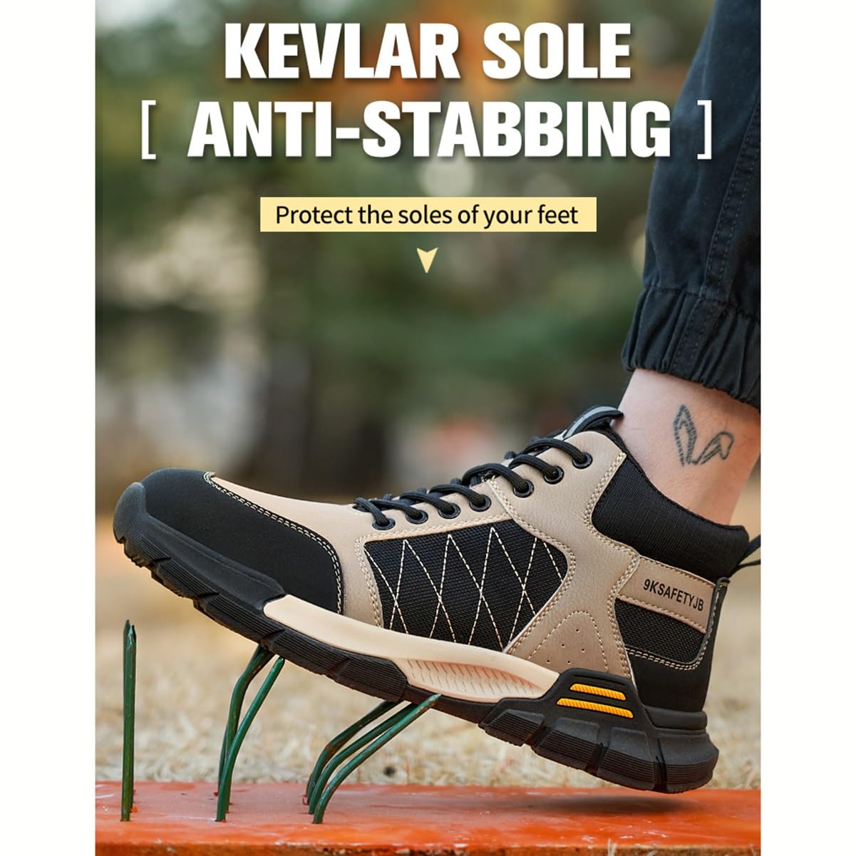 Safety Shoe Men's Anti-Puncture S Lace-Up Low Top For - Main Image