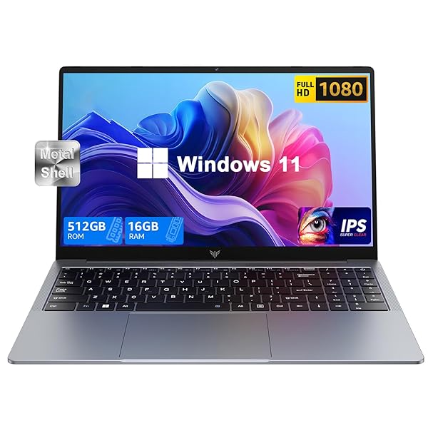 18.5 Inch Laptop Computer with Windows 11,8000 mAh Battery,Intel N150 Quad-Core Processor UP to 3.6GHZ,16GB DDR4 RAM 512GB SSD,WiFi 5,Full HD IPS Display,2025 Laptops for Work Business Office Student