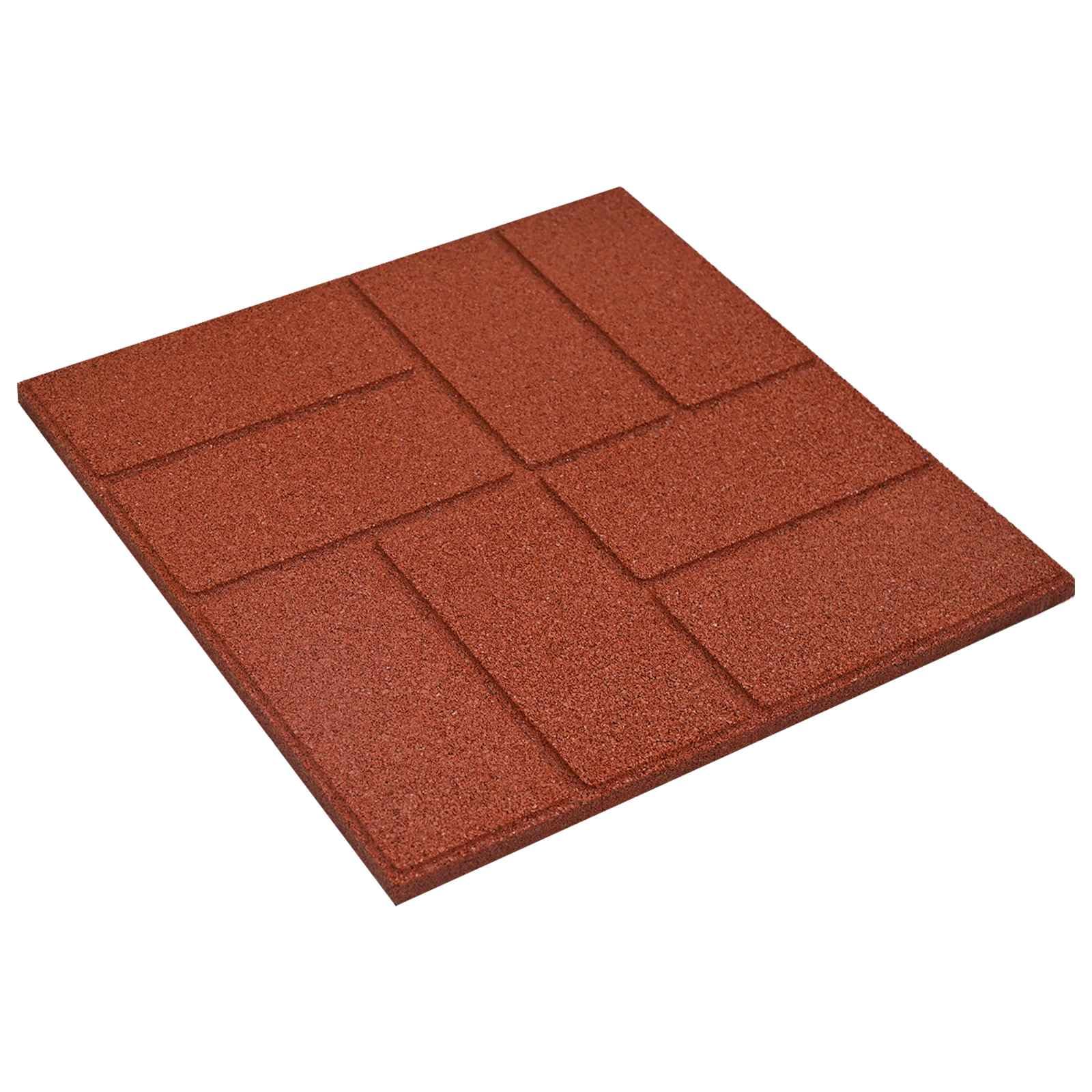 Gehwegstein 6 Stück Rot Gummi 40,5 x 40,5 x 2 cm wetterfest rutschfest für Garten Terrasse Vorgarten und Außenbereich als dekorativer Wegstein und Pflasterstein