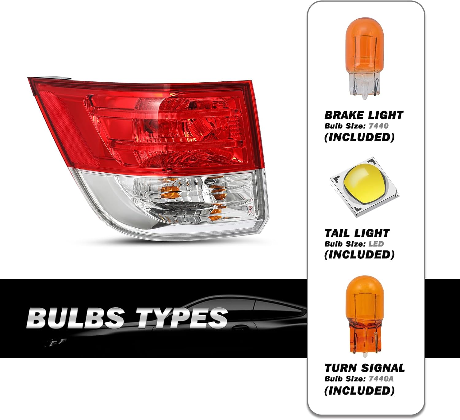SOCKIR Tail Light Assembly for 2014 2015 2016 2017 Honda Odyssey LED Outer Taillight Rear Brake Lamp Left Driver Side Bulb Included