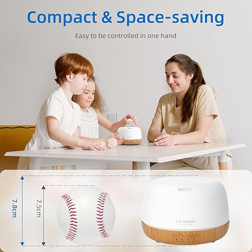 Miniatura 3 de ASAKUKI Difusor de aceite esencial con mezcla de aceites esenciales, 10.1 fl oz, pequeño difusor de aroma lindo con luz LED de 7 colores