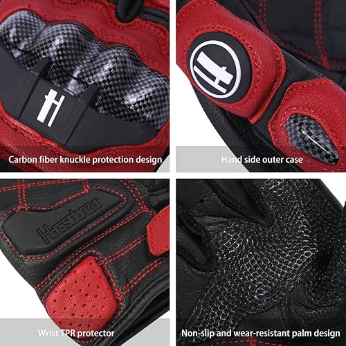 Miniatura 4 de Harssidanzar Guantes de cuero transpirable para motocicleta con pantalla táctil para hombres y mujeres KM046