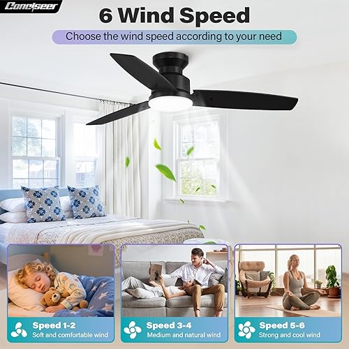 Miniatura 3 de Modernos ventiladores de techo de 42 pulgadas con luces y control remoto, dormitorio, sala de estar, oficina, montaje empotrado, 18 W, 3CCT