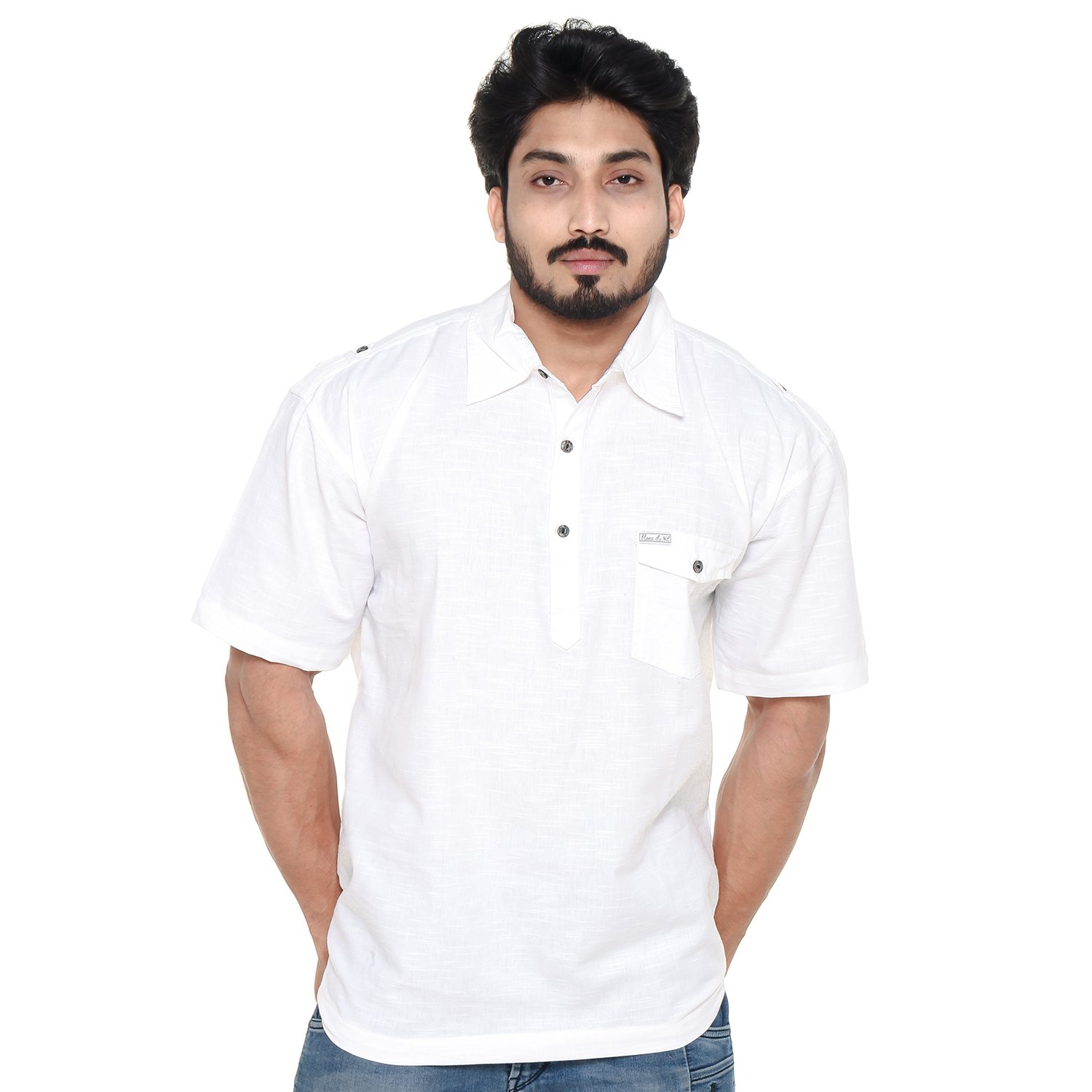 twist99 Mens Cotton Linen Half Sleeve Plus Size Short Kurta-picture-48