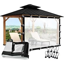 Clear Tarpaulin Sheet Waterproof Outdoor Clear Panel Curtain Weather Resistant Outdoor Pergola Side Panels for Porch, Gazebos, with Rustproof Grommets 7'x10'/2x3m