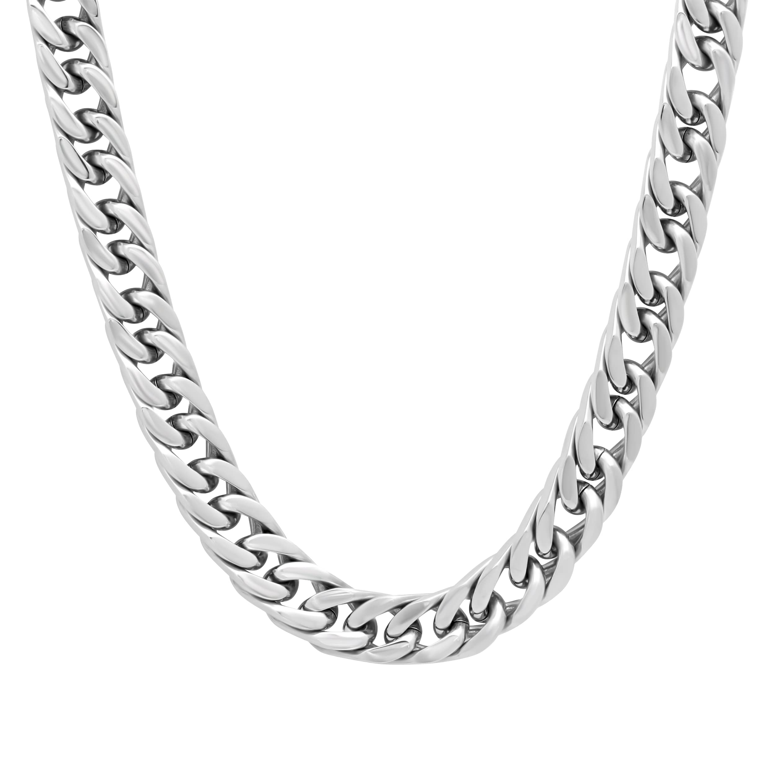 Men Stainless Steel Cuban Chain Necklace Hypoallergenic Rust Resistant - Choice of Styles Colors and Sizes