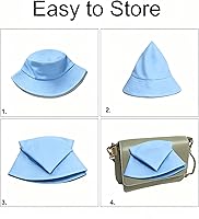 Vista 64 de PFFY Bucket Hat for Women Men Cotton Summer Sun Beach Fishing Cap Negro/Rojo (reversible)