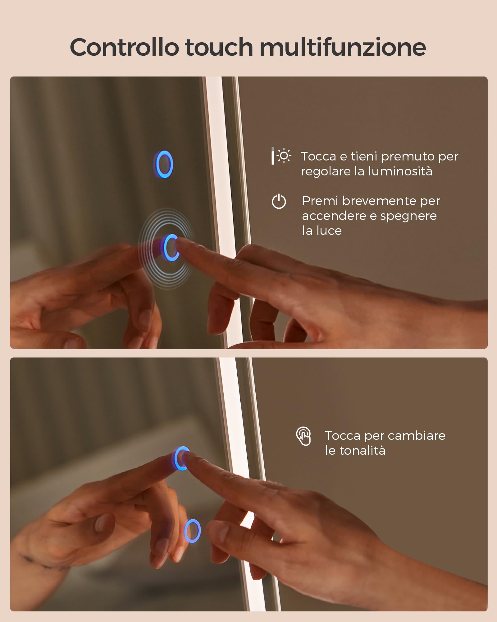 SONGMICS Specchio Portagioie con LED, Armadietto Portagioie da Terra con Chiusura, Specchio a Figura Intera e Luci Regolabili, Mobile per Gioielli Salvaspazio, Idea Regalo, Bianco Nuvola JJC008W03