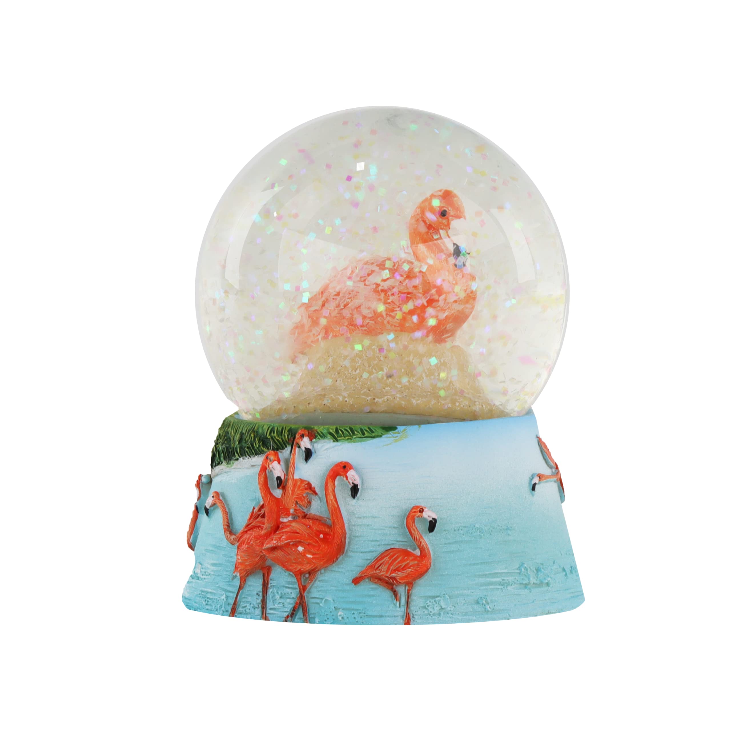 Li'Shay Flamingo Snow Globe with Flock of Flamingos