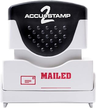 ACCUSTAMP2 Message Stamp with Micro ban Protection, MAILED, Pre-Ink, Red 035586