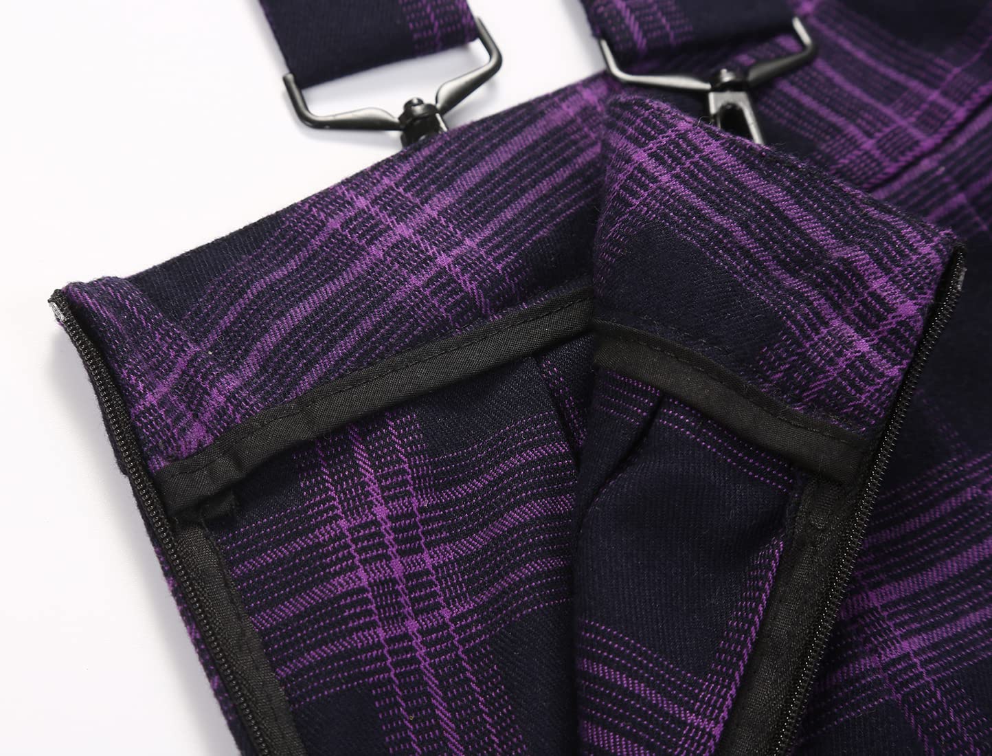chouyatou Women's Cool Sweet A-Line Decorative Strap Plaid Pleated Mini Skirt: XX-Large Purple