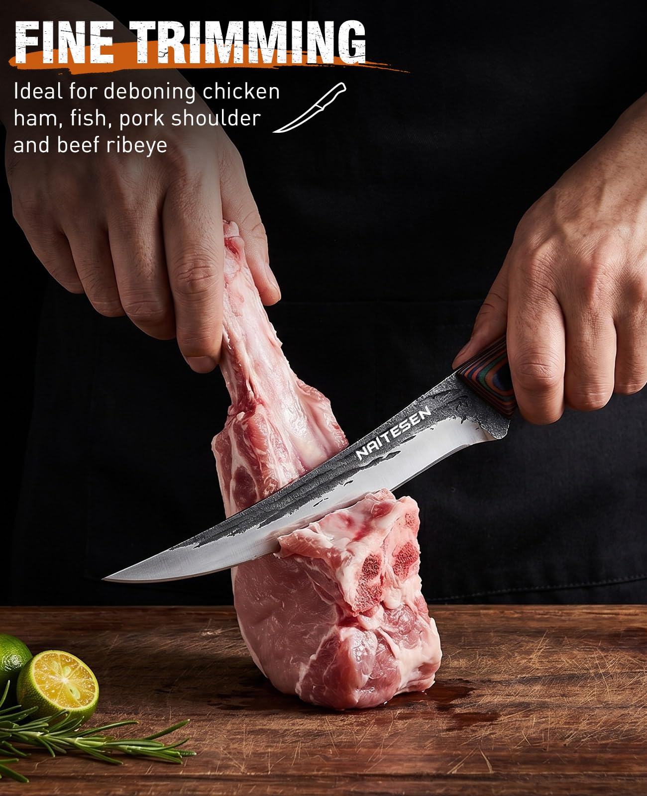 Naitesen 3PCS Hand Forged Butcher Knife Set - Gold-Stamped Gift Box — Amazon image 4