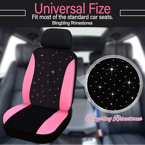 Miniatura 5 de Hanaive Juego completo de fundas para asiento de automóvil brillantes, fundas interiores de terciopelo para mujer, protector de asiento de vehículo