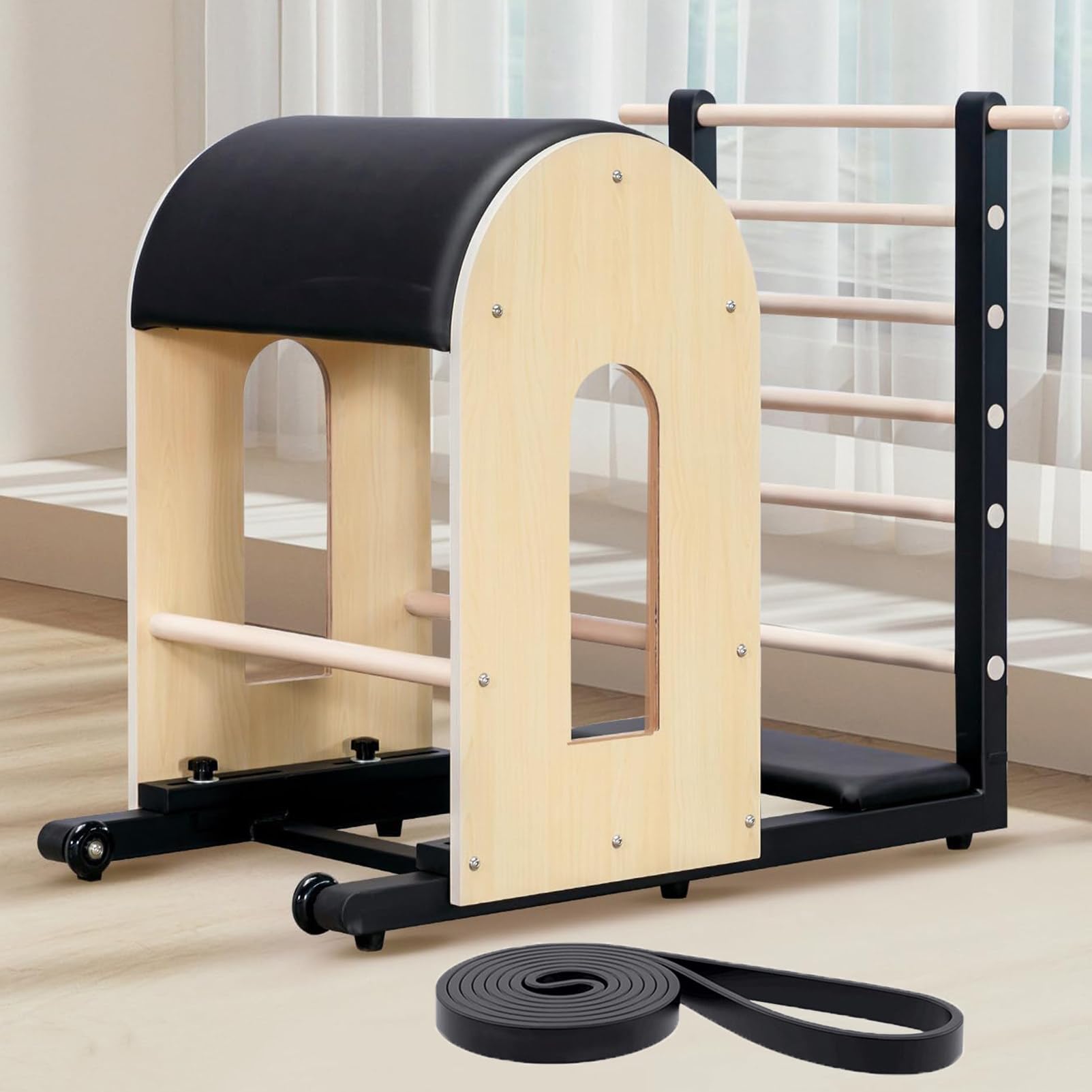 Pilates Ladder Barrel, Correttore Per La Colonna Vertebrale In Legno, Esercizi Con Scala Per L'Allenamento A Casa, Core Barrel Per L'Equilibrio, Attrezzatura Per Yoga, Rafforzamento E Stretching Black