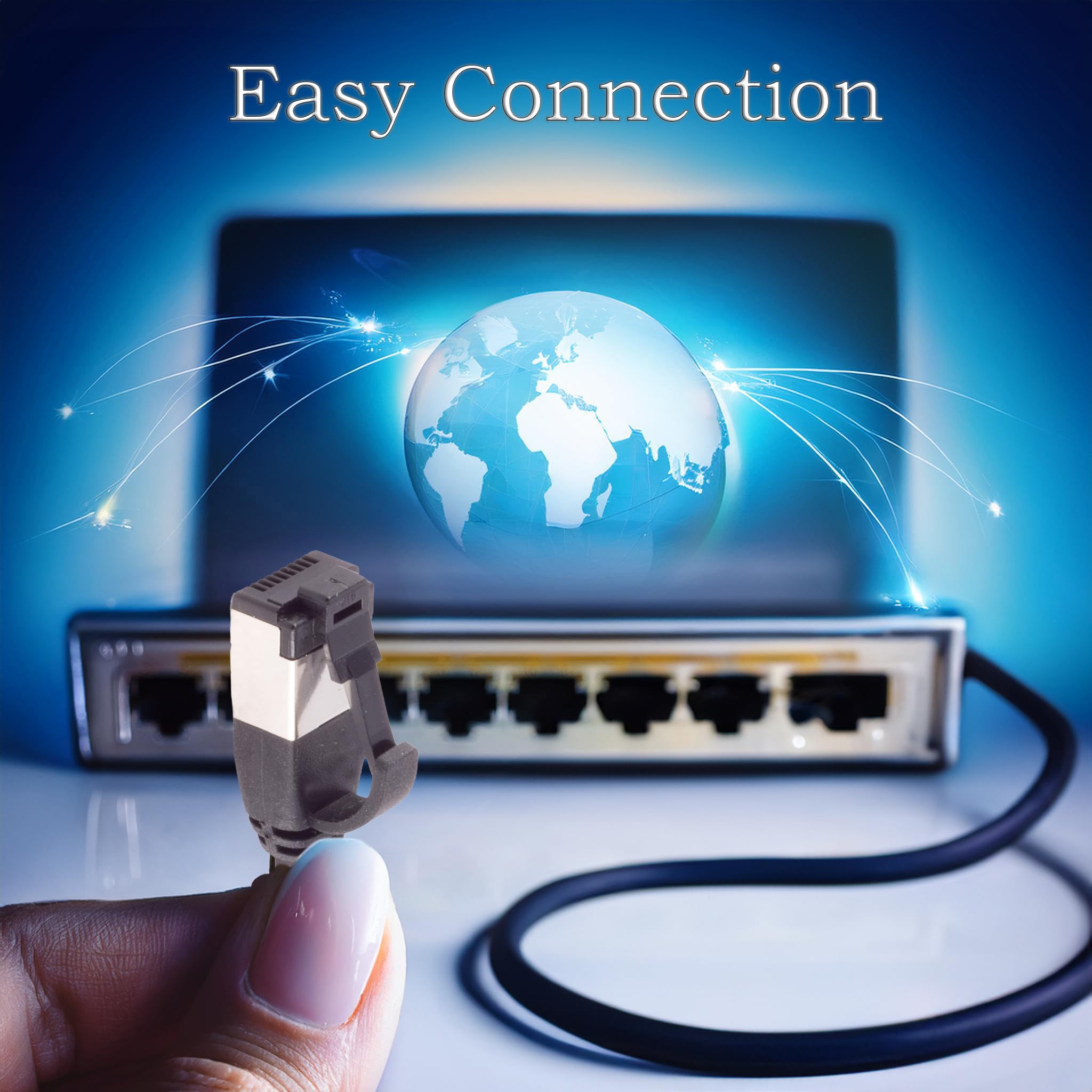 1aTTack.de 1m Cat 8.1 Lan Cable Network Cable (1 Piece) Cat 8 Ethernet Cable with RJ45 Plug Slim and Thin with 40 Gbps Transfer Rate Black 1.0 Meter - Image 2