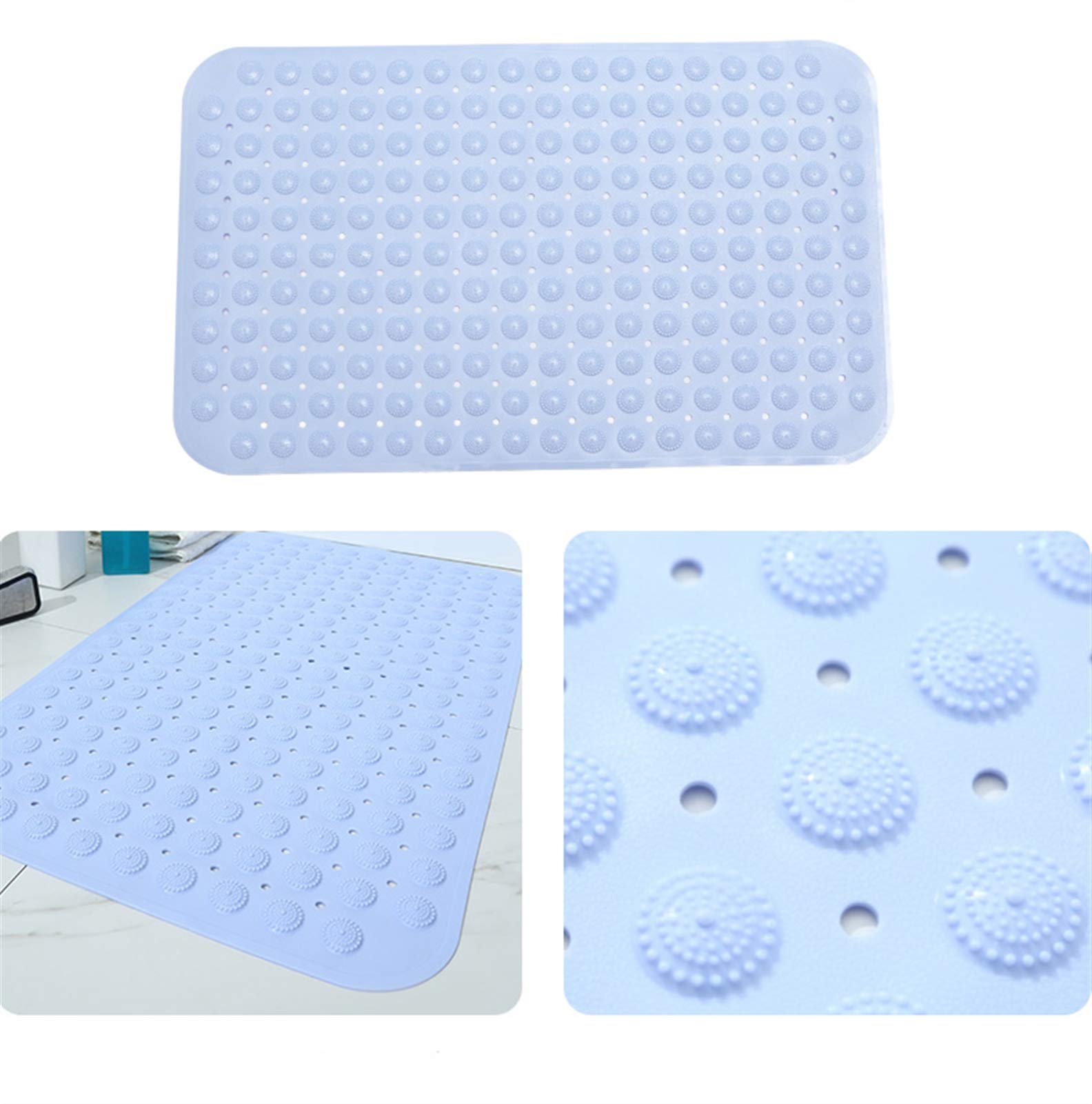 Tapis de bain non toxique extra long vert antidérapant avec ventouses lavable en machine 40 x 100 cm