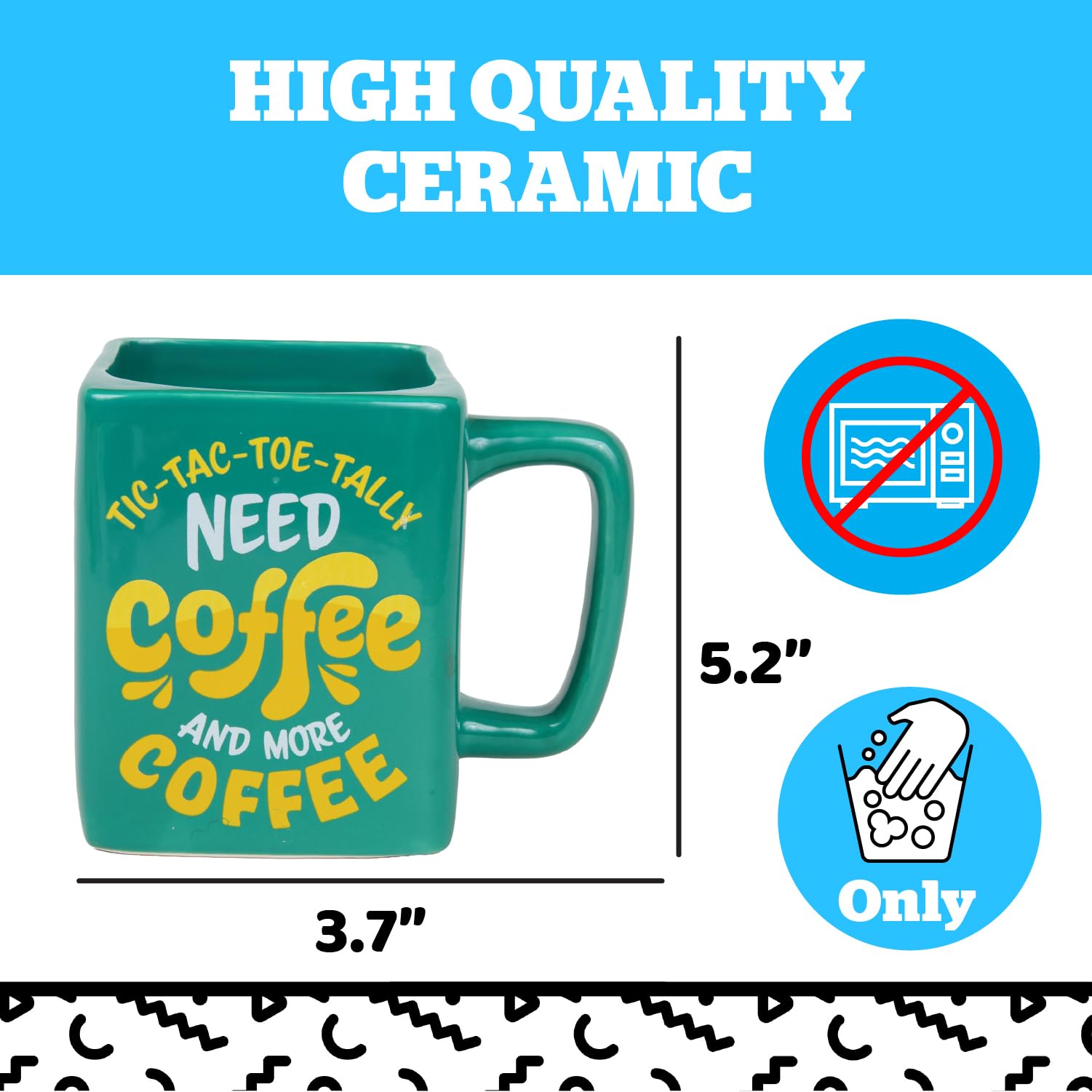 BigMouth Tic Tac Toe Keramik Kaffeetasse Interaktive Spieltasse Lustige Neuheit Geschenke für Männer und Frauen