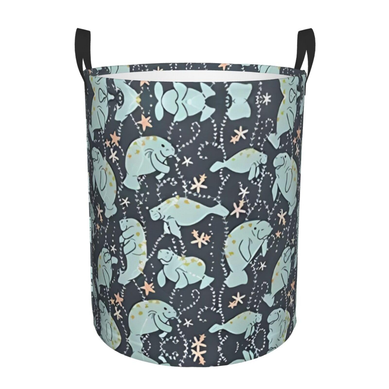 M Circular Hamper Manatee Animals Print for Dirty Clothes