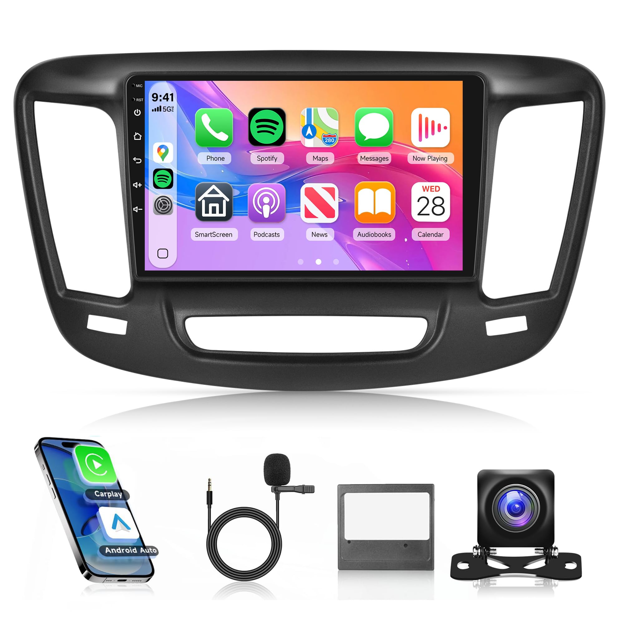 2G+64G Android 13 Car Stereo Radio for Chrysler 200 200C 200S 2015-2019, Wireless Carplay Android Auto, Rimoody 9 Inch Touchscreen GPS 5G-WiFi