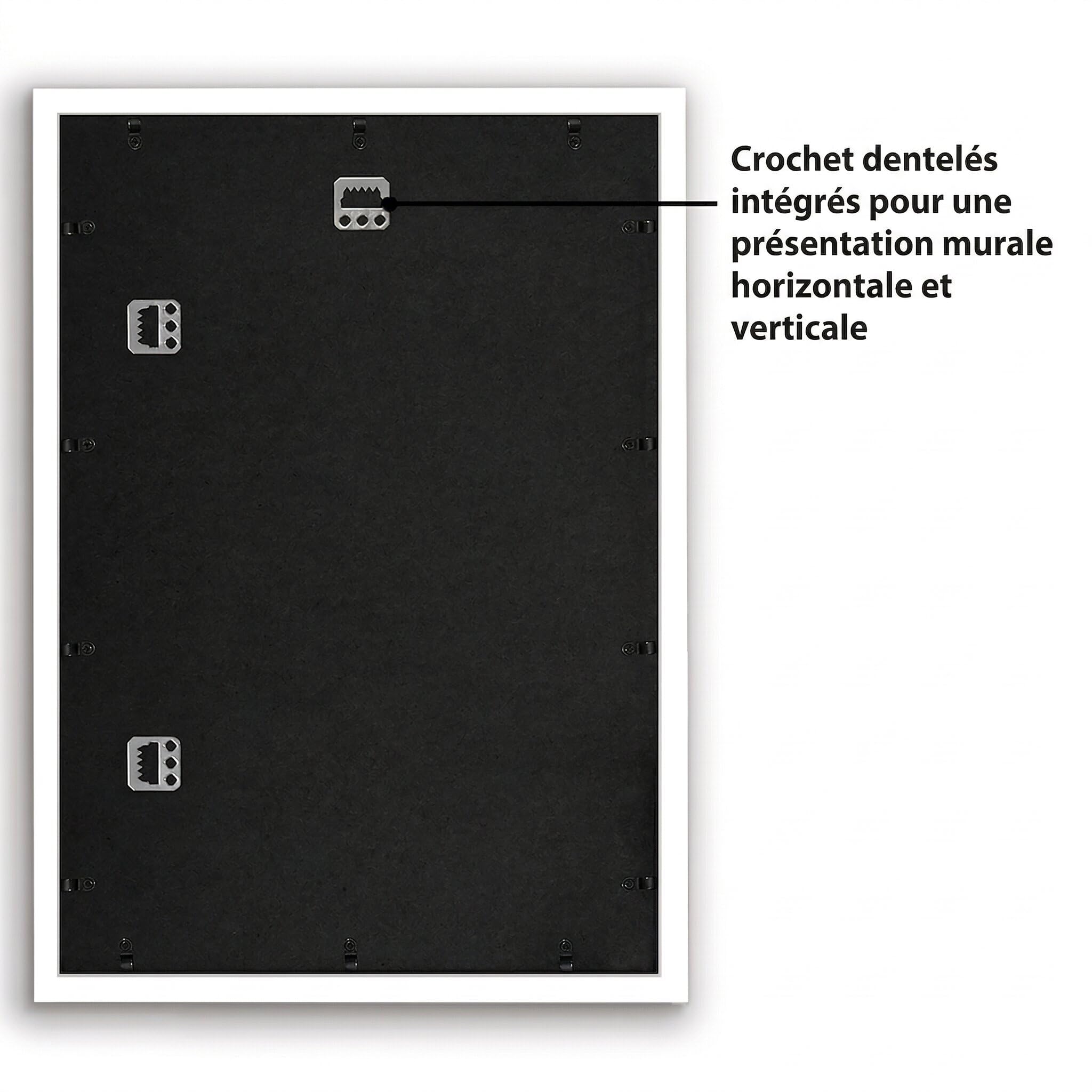 Americanflat Cadre Photo A2 Blanc - Cadre A2 en MDF avec Plexi Poli et Matériel de Suspension Intégré - Format Horizontal et Vertical pour Mur
