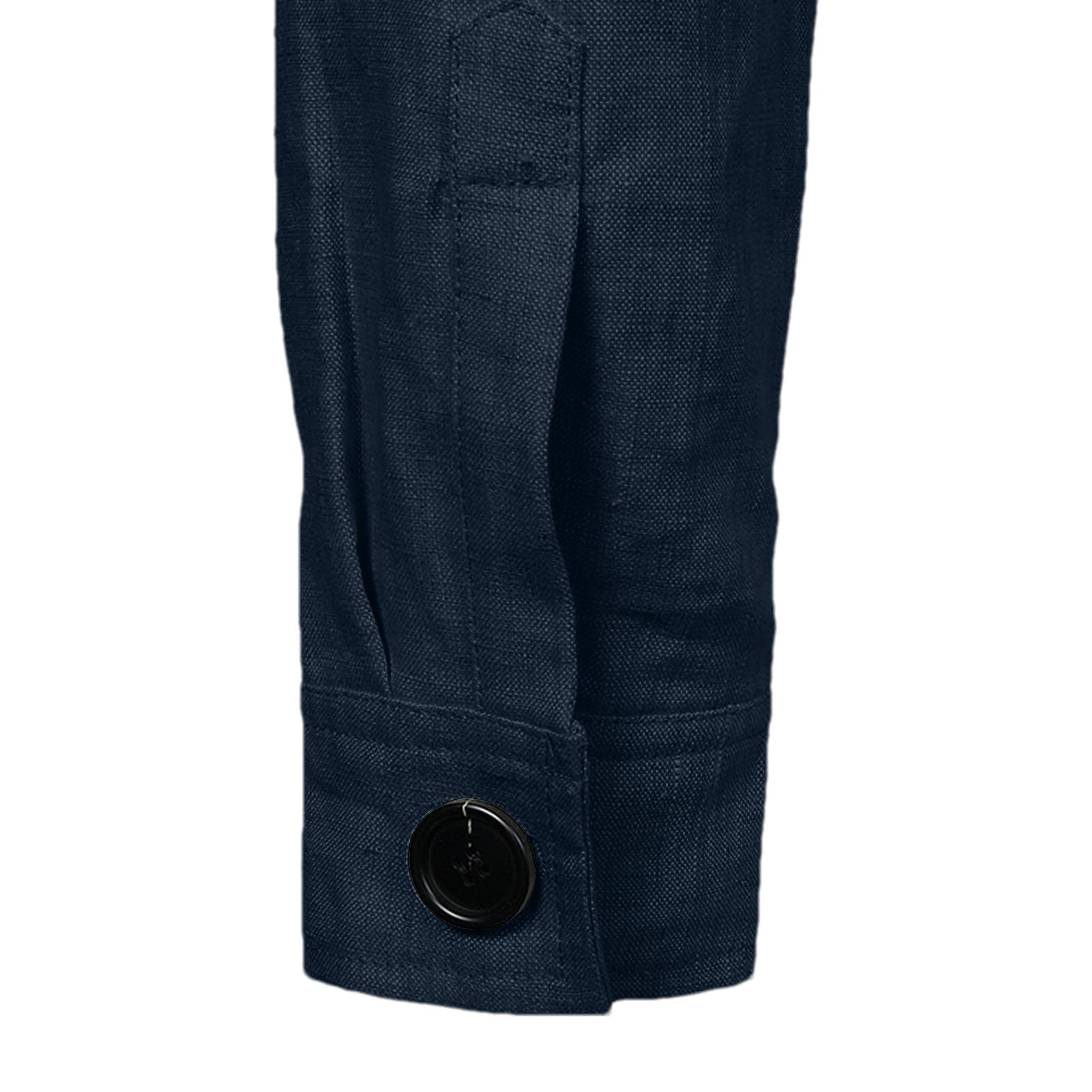 Veste en Lin Léger pour Hommes Boutonné Manteau Blazer Décontracté Respirant avec Poches