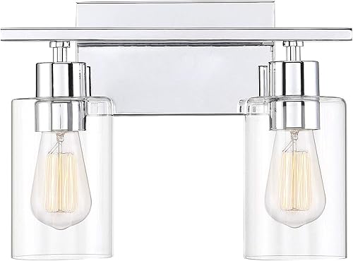Savoy House 8-2149-2-11 Lambert - Lámpara de tocador de baño de 2 luces en una crhome pulida con vidrio transparente (13.25 pulgadas de ancho x 9.75