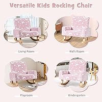 Vista 9 de Costzon Mecedora para niños, que brilla en la oscuridad, sofá infantil tapizado de franela con patas mecedoras de madera de álamo, cómodo respaldo