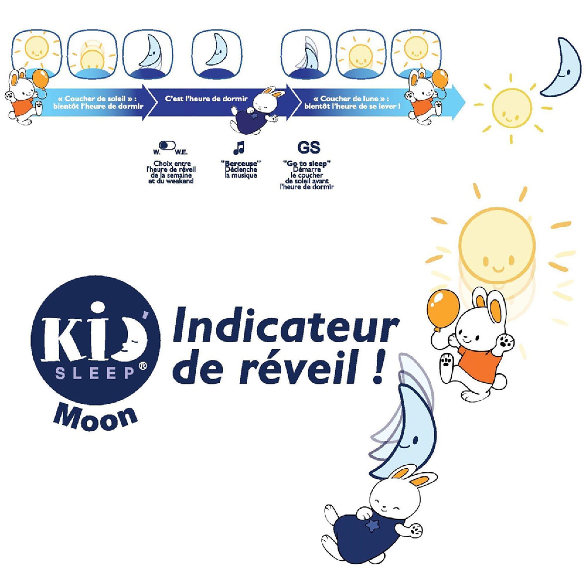 KID SLEEP - Veilleuse bébé réveil musicale évolutive Moon