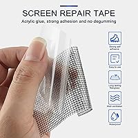 Vista 2 de Cinta de reparación de pantalla, extra ancha de 16 pies, negra, adhesiva e impermeable, fibra de vidrio, fijación para puerta mosquitera y pantalla