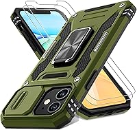 Vista 20 de DEERLAMN Funda para iPhone Air de 6.5 pulgadas con cubierta deslizante para cámara + protector de pantalla (2 paquetes), soporte de anillo giratorio