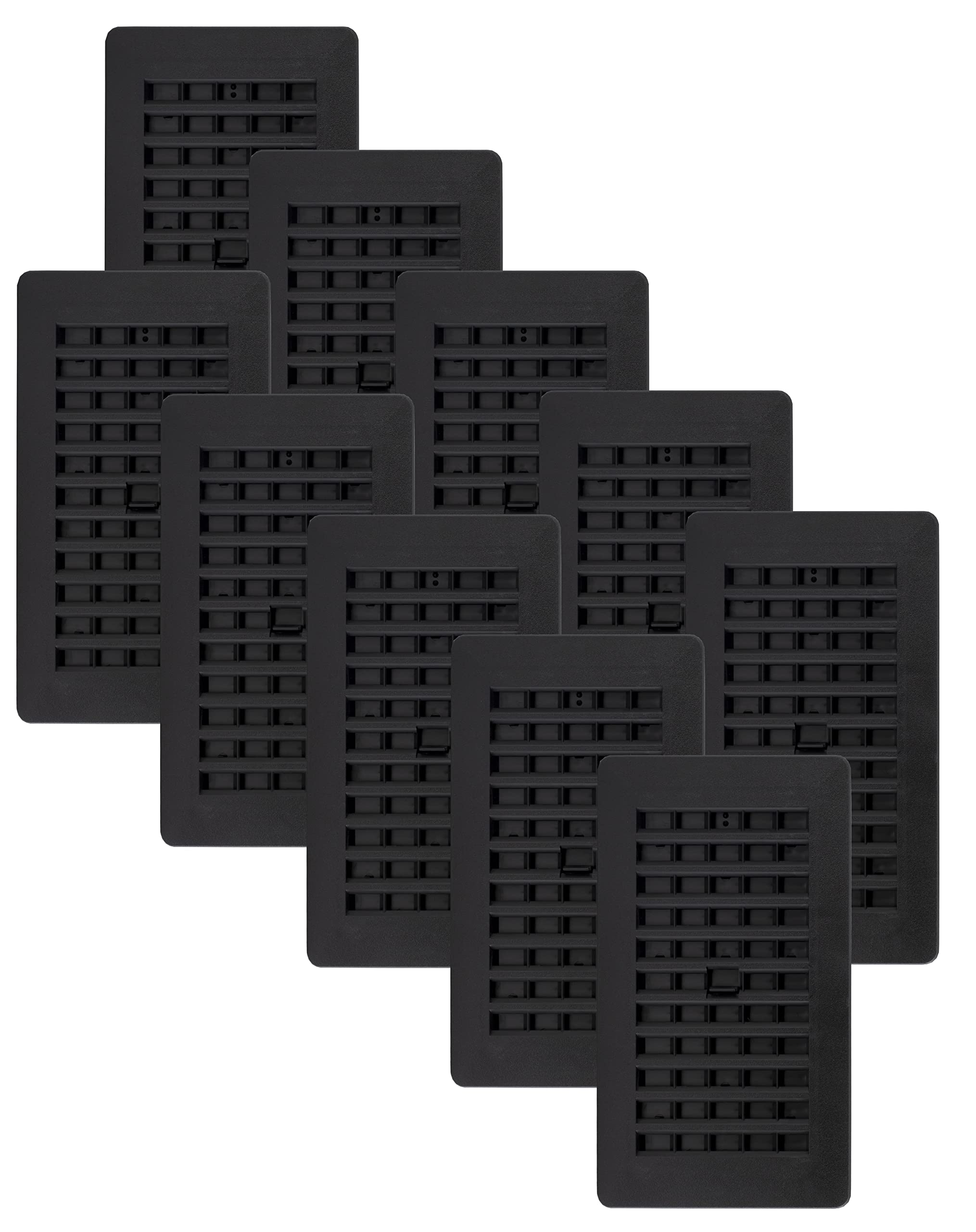 Decor Grates Black Pl408zip-Blk-10 Louvered Plastic Floor Register, 4X8 Inches,