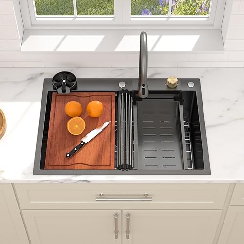 Miniatura 2 de Dcolora DC-T7756 - Fregadero de preparación de cocina de 21 pulgadas, de calibre 16, de acero inoxidable, montaje superior, fregadero de barra