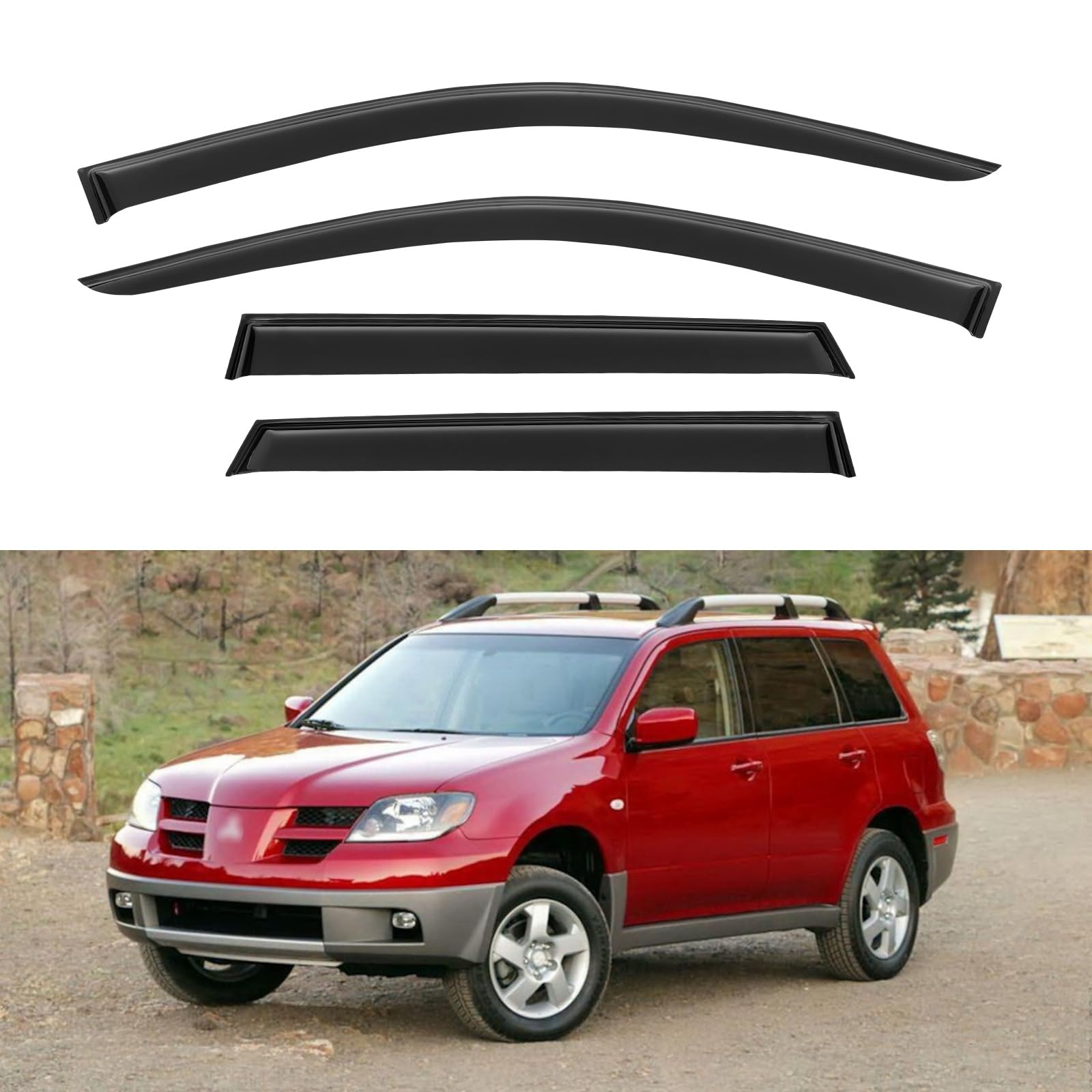 Window Visors Rain Guards for 2003 2004 2005 2006 Mitsubishi Outlander | Out-Channel Window Vent Wind Deflectors Visors Shades Protectors for 03 04 05 06 Mitsubishi Outlander