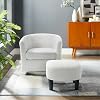 360° Swivel Barrel Accent Chair with Ottoman, White Round Club Arm Chair, Modern Single Sofa Seating, Reading Seat in Corduroy for Living Room Bedroom White