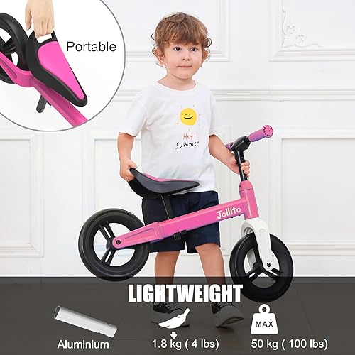 Miniatura 3 de JOLLITO Bicicleta de equilibrio para niños pequeños, juguetes de paseo para niños de 18 meses, 2, 3, 4 años de edad, bicicleta de entrenamiento