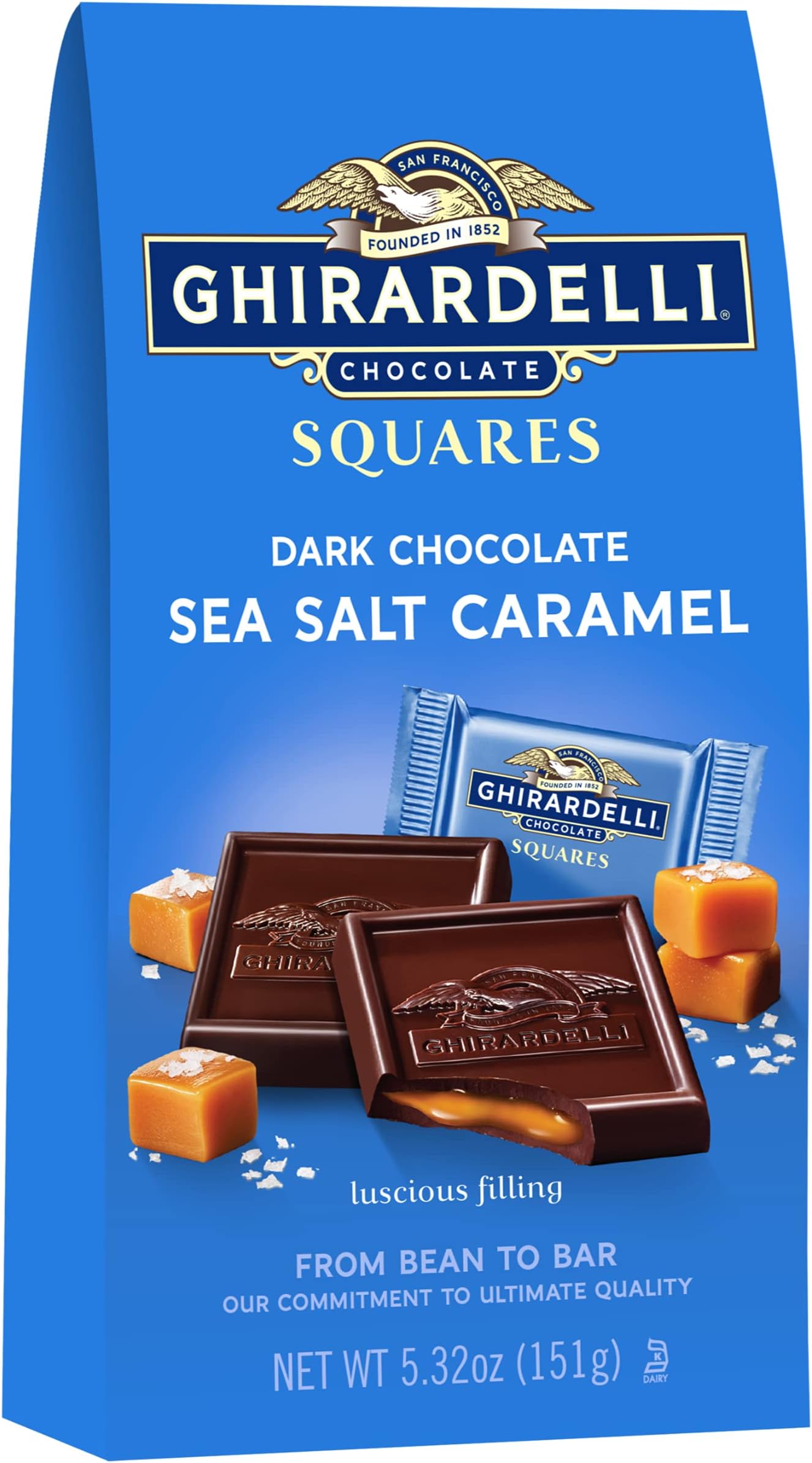 Ghirardelli Dark & Sea Salt Caramel Chocolate Squares, 5.32 oz - Pack of 2