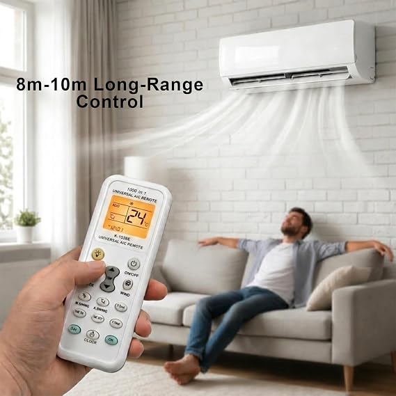 Universal Air Conditioner Remote Control with LED Display, 1000 in 1 Air Conditioning Panel Controller, AC Remote for LG, Gree, Midea, Daikin, Only for Home, Equipped with Timer, Quick Cool, Heat
